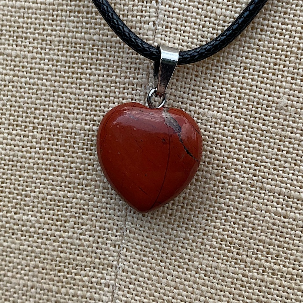Handmade Stone/Glass Heart Amulet Necklace